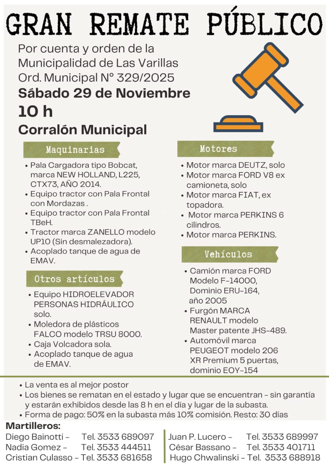 Gran Remate público en Las Varillas